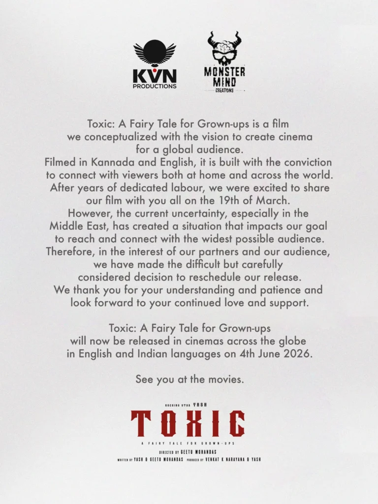 Toxic New Release Date Confirmed! Why Yash Postponed His Global Action Thriller to June 4, 2026?
