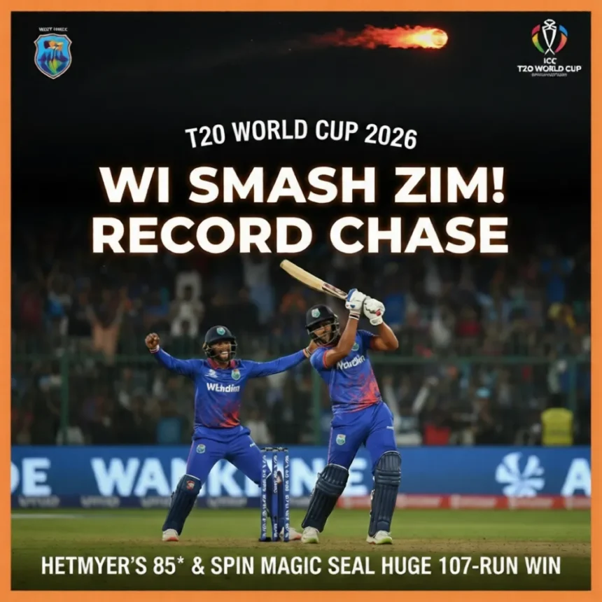 West Indies का Tsunami Attack! Zimbabwe को 107 रनों से रौंदकर बनाया वर्ल्ड रिकॉर्ड स्कोर